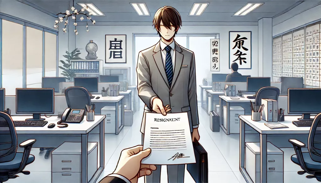 a person in business attire handing over a resignation letter