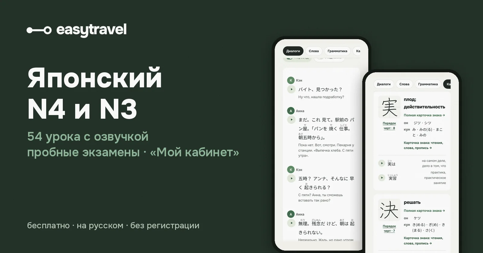 Курсы японского N4 и N3 на телефоне: диалог с озвучкой и кандзи — сайт EasyTravel